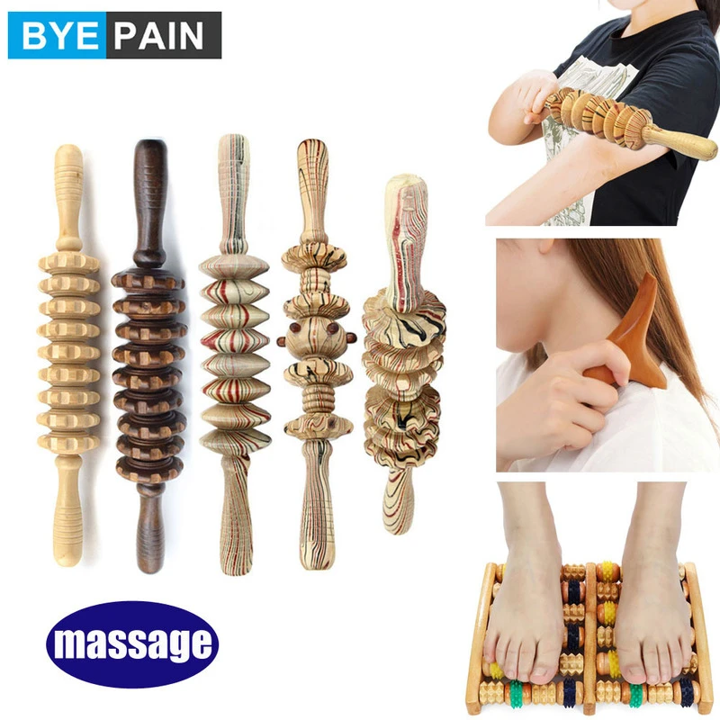 Multi-function Wooden Massage Roller Stick Body Back Legs Foot Muscle Trigger Point Reflexology for Health Care