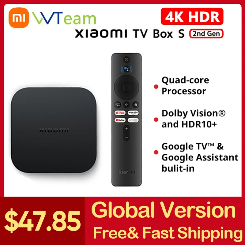 Xiaomi Mi Box S 4K HDR Android TV Box Ultra HD 2G 8G WIFI Google Assistant Remote Streaming Netflix IPTV Media Player Global