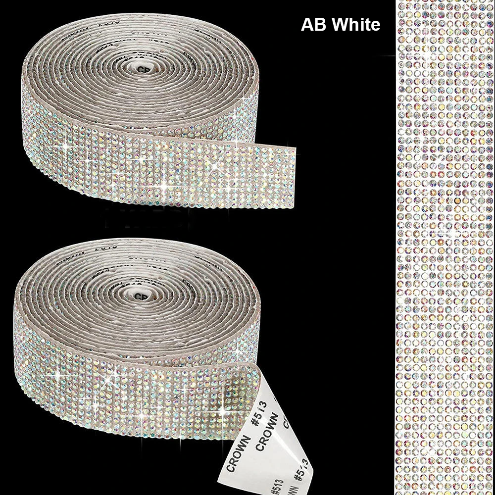 Self Adhesive AB Crystal Rhinestone Sticker Diamond Ribbon DIY Sticker Colorful Rhinestones for Arts Crafts, DIY Car Phone Decor