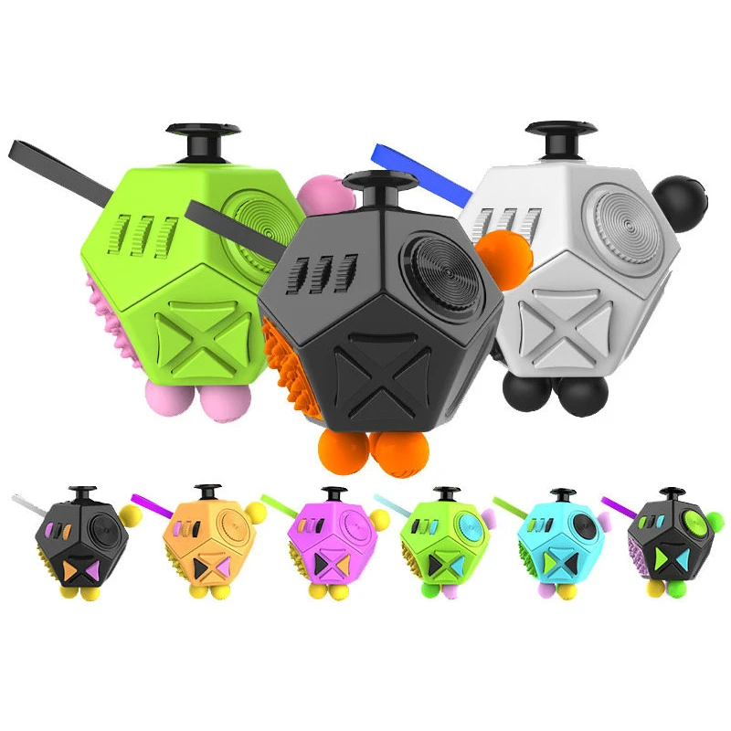 EDC Hand For Autism ADHD Anxiety Relief Focus Kids 12 Sides Anti-Stress Magic Stress Fidget Cube Toys