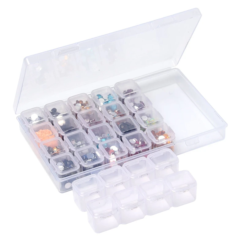 28 Grids Diamond Painting kits  Plastic Storage Box Nail Art Rhinestone Tools Beads Storage Box Case Organizer Holder kit GYH