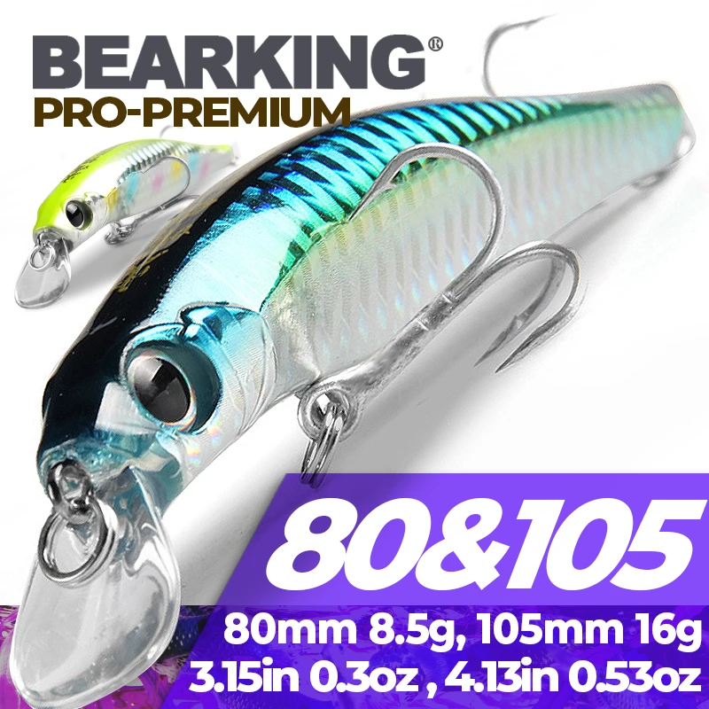 BEARKING Fishing lures Jerkbaits 80mm 8.5g  105mm 16g Sinking Minnow lure High Quality Hard Baits professional Action Wobblers