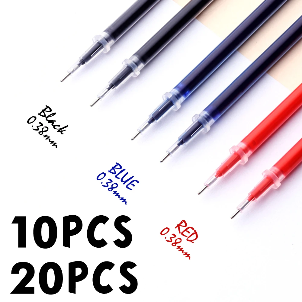 0.38mm 10pcs/bag Gel Pen Refill Office Signature Rods Red Blue Black Ink Refill Office School Stationery Writing Supplies