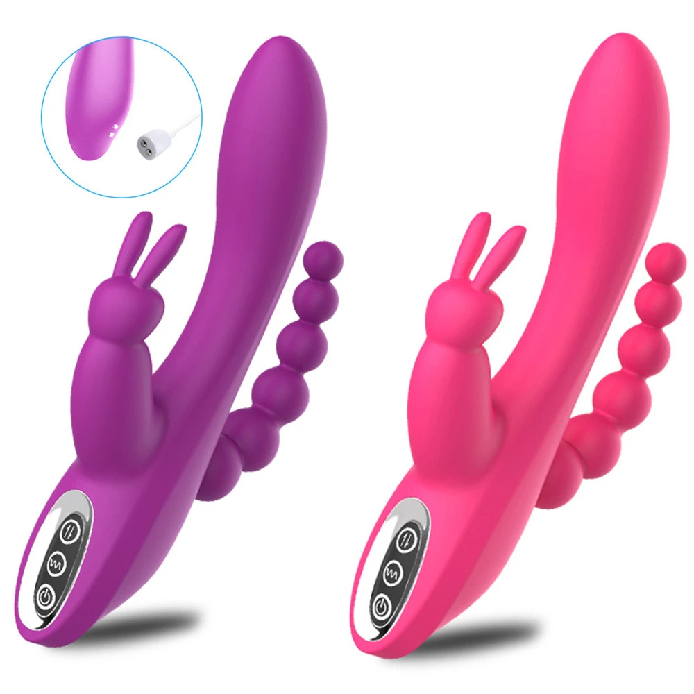 3 In 1 Dildo Rabbit Vibrator Waterproof USB Magnetic Rechargeable Anal Clit Vibrator Sex Toys for Women Couples Sex Shop