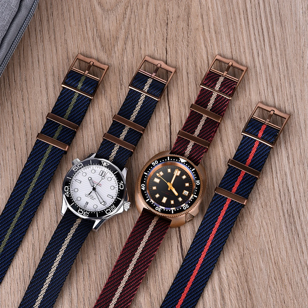 Premium-Grade Military Striped Zulu Nato Strap Nylon Watchbands For Tudor Watch Strap 20mm 22mm Movable Ring Military Bracelet