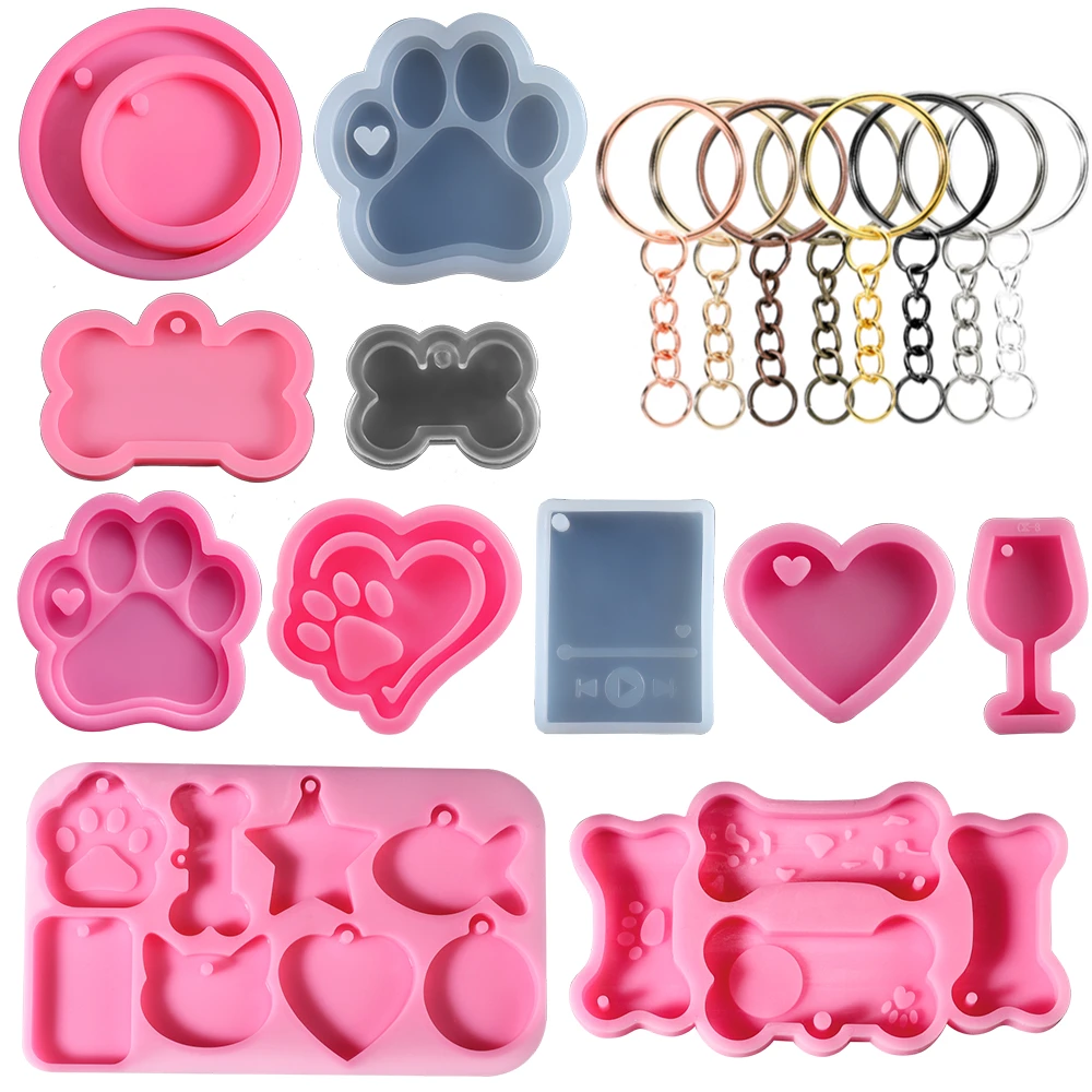 1PCS Dog Bone Shape Silicone Molds for Dog Tag Keychain Pendants Epoxy Resin Casting Mold For DIY Jewelry Making Key Ring Tools