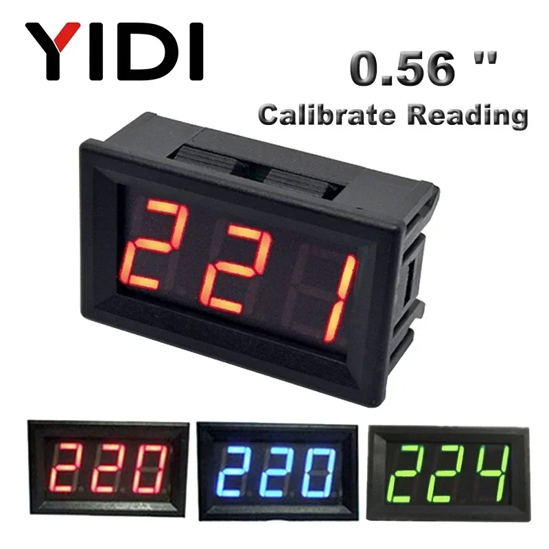 0.56'' AC 30-500V 0-600V AC Digital Voltmeter DC 3.5-30V DC 0-100V Red Green Blue LED Display Voltage Meter Tester Detector