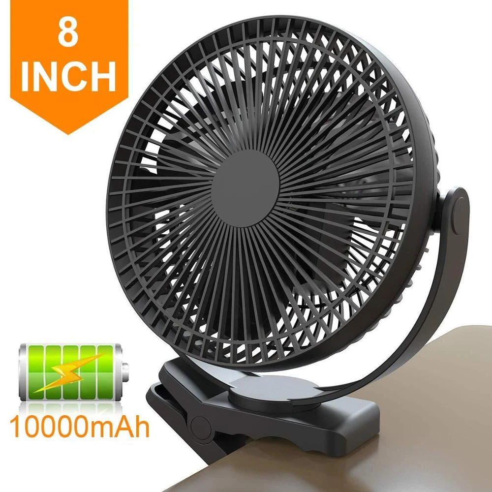 Clip Fan Battery Operated, 8 Inch 10000mAh Rechargeable Fan for Baby,  Portable Cooling USB Fan for Baby Stroller Golf Cart Car