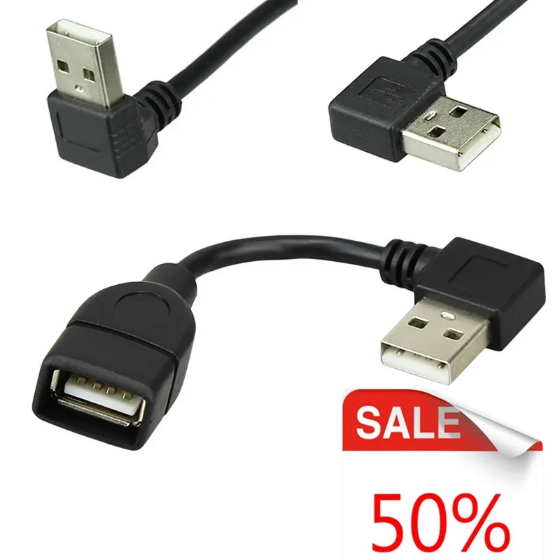 10cm 20cm USB 2.0 A Male to Female 90 Angled Extension Adaptor cable USB2.0 male to female right/left/down/up Black cable cord