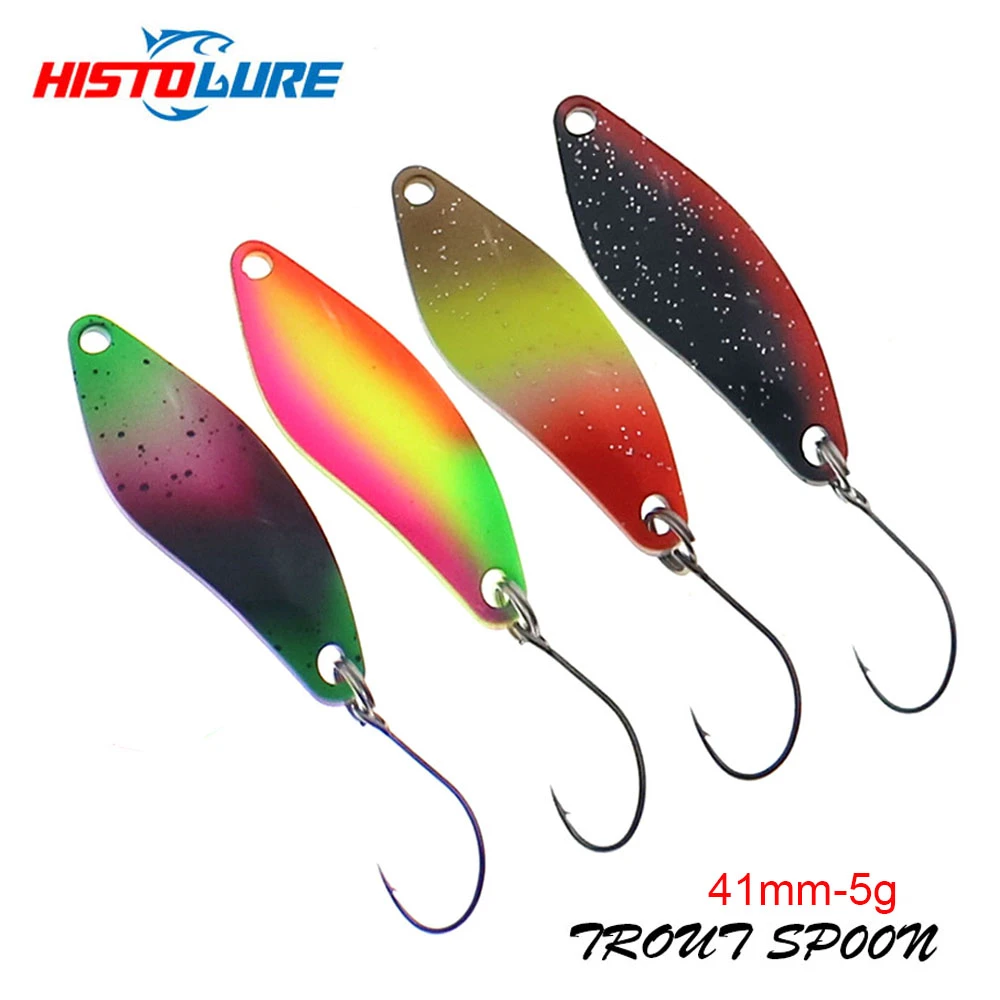 HISTOLURE 41mm  5g Fishing Spoon Lure Single Hook Artificial Metal Hard Bait Trout S-shaped Spinner Sequins Fishing Tackle