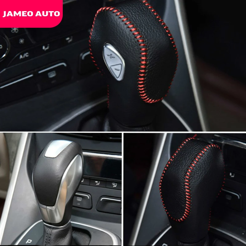 Jameo Auto Leather AT MT Car Shift Knob Protection Cover Auto Gear Shift Collars for Ford Fiesta MK7 Sedan Hatchback 2012-2019