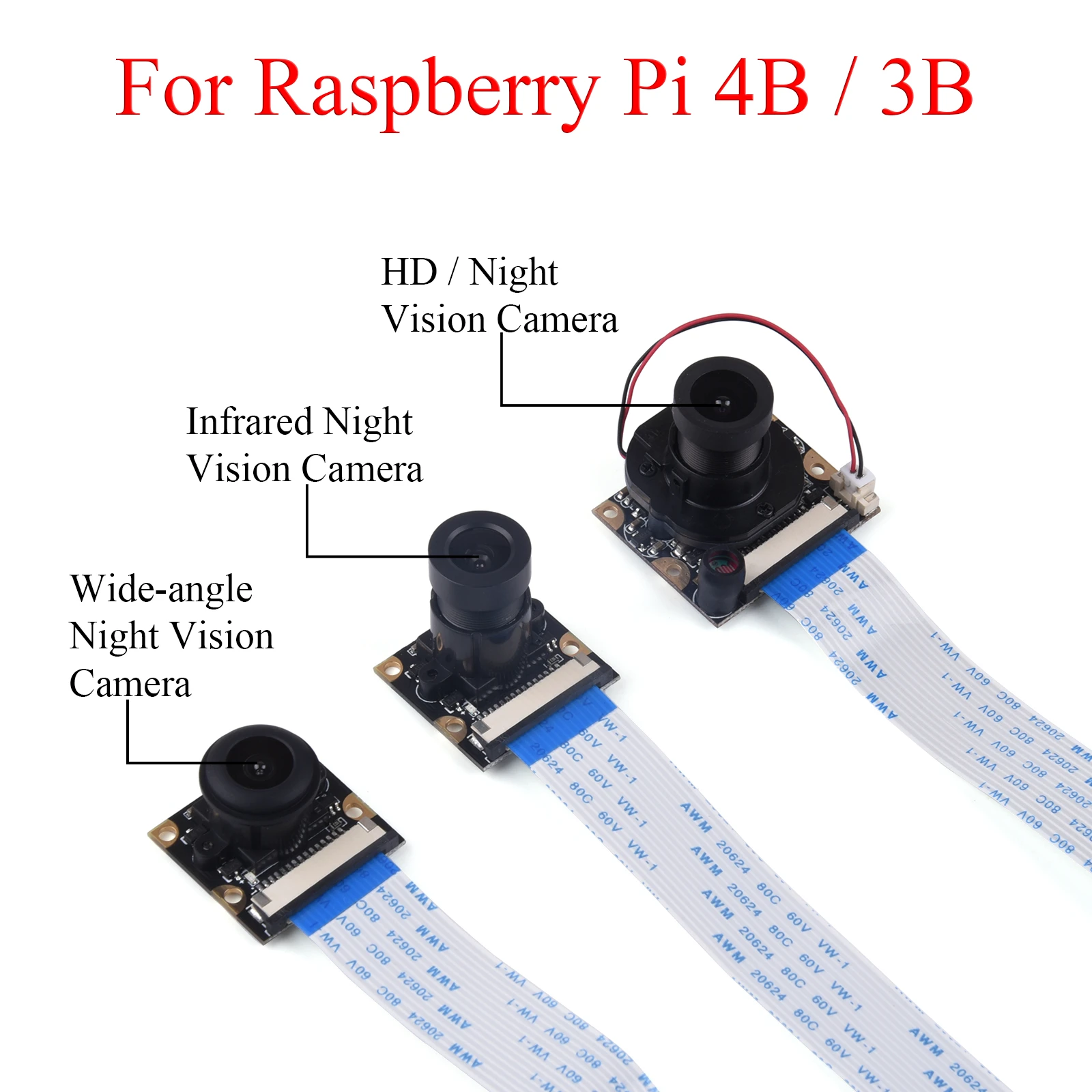 Raspberry Pi 4B Camera Module Night Vision 5MP Webcam With Infrared IR Sensor LED Light For Raspberry Pi 4B/3B+/3B