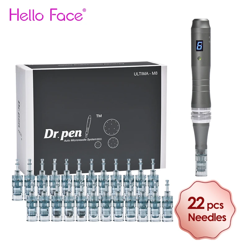 Dr pen Ultima M8 With 7 pcs Cartridges Wireless Derma Pen Skin Care Kit Microneedle Home Use Beauty Machine