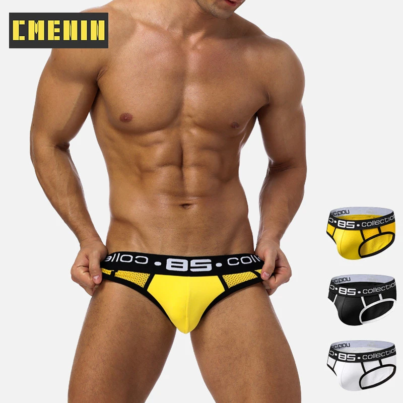 CMENIN Sexy Men Underwear Briefs Mesh Breathable Lingerie Man Underpants Bikini Brief Jockstrap Cotton Pouch Panties Gay BS107