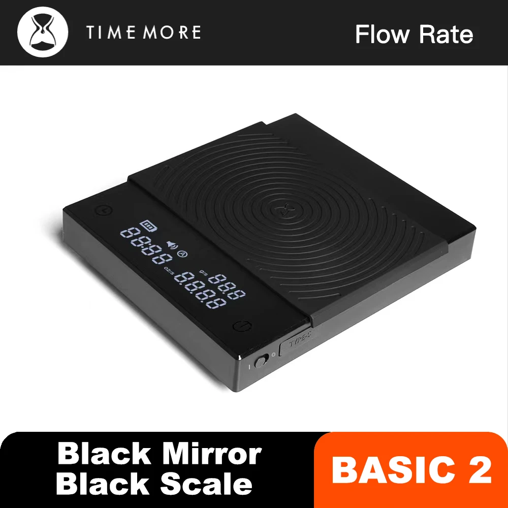 TIMEMORE 2021 Black Mirror Basic+ Electronic Scale Built-in Auto Timer Pour Over Espresso Smart Coffee Scale Kitchen Scales 2kg