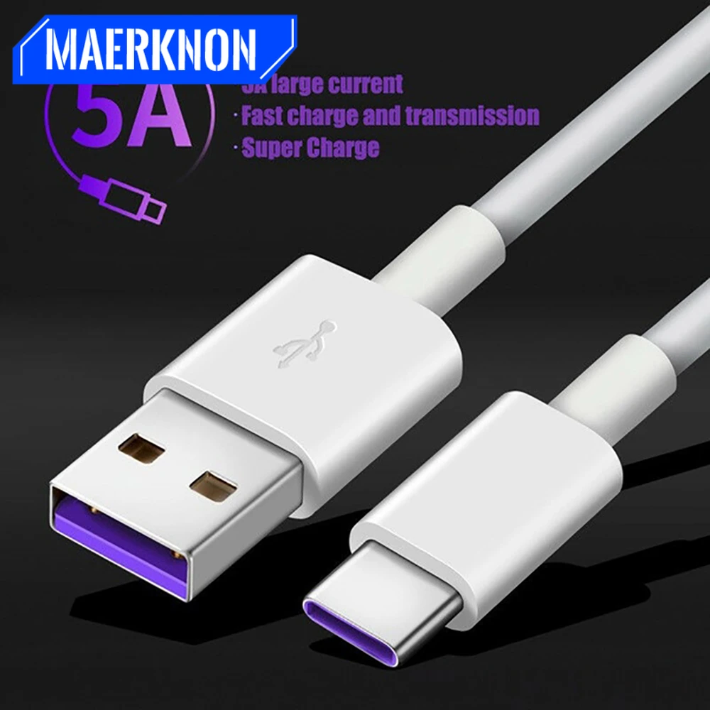 5A usb c cable For Samsung xiaomi redmi note 10 Huawei P30 Pro Fast Charge Mobile Phone Charging Wire White usb type c Cable