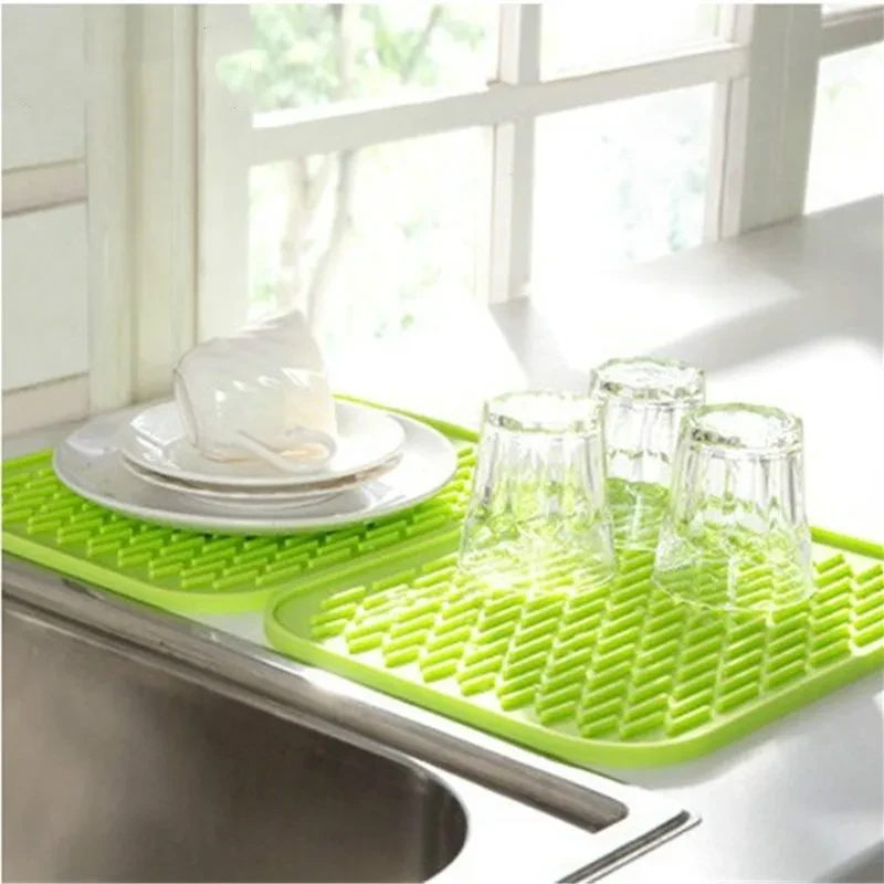 Kitchen Sink Mat Dishes Cup Dry Mat Rack Silicone Pot Holder Heat Resistant Can Opener Non-slip Mat Table Placemat Coaster