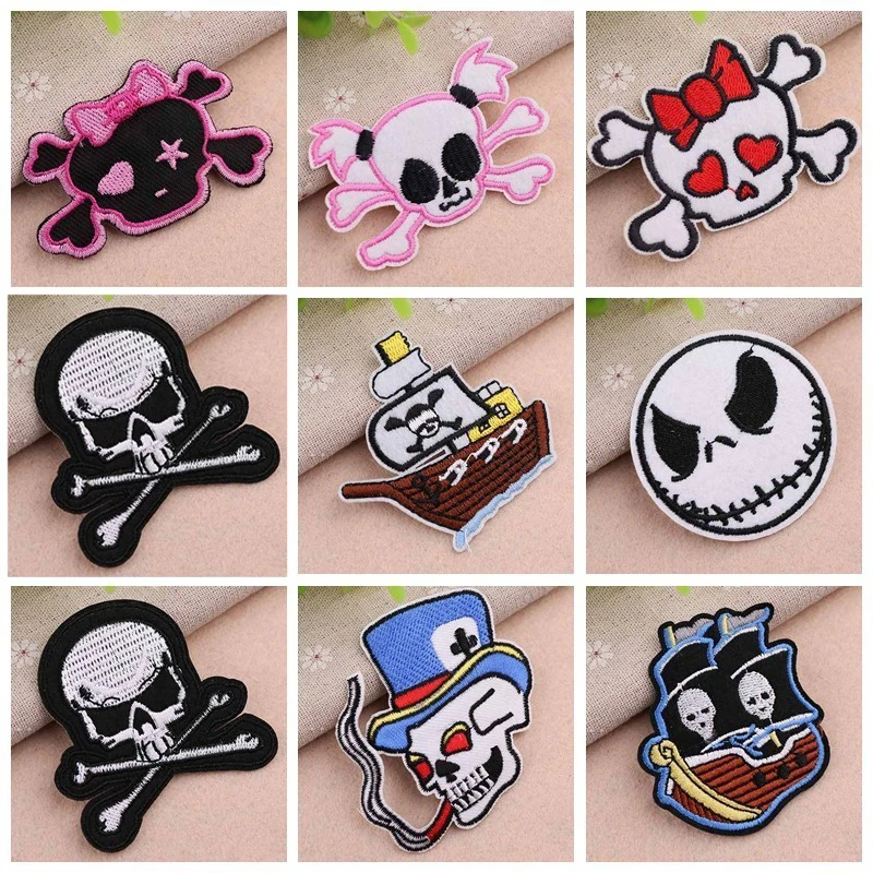 Pirates of the Caribbean Patches for Clothing Iron on Embroidered Applique Skull Patch Badges Garment DIY Punk Apparel Accessory