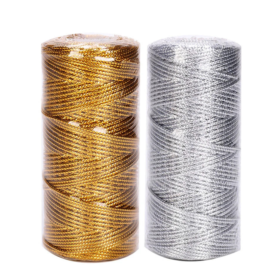 1.5mm 100M Macrame Cord  Rope Ribbon Crafts DIY Gold Silver Rope String for Sewing Twine Twisted Thread Home Textile Decoration