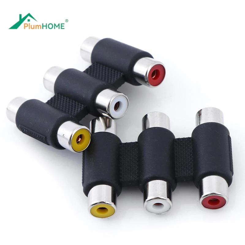 Multi-Functional Audio Video Connector 3 RCA AV Coupler Mini 3RCA Female To Female Adapter Socket Extension Converter