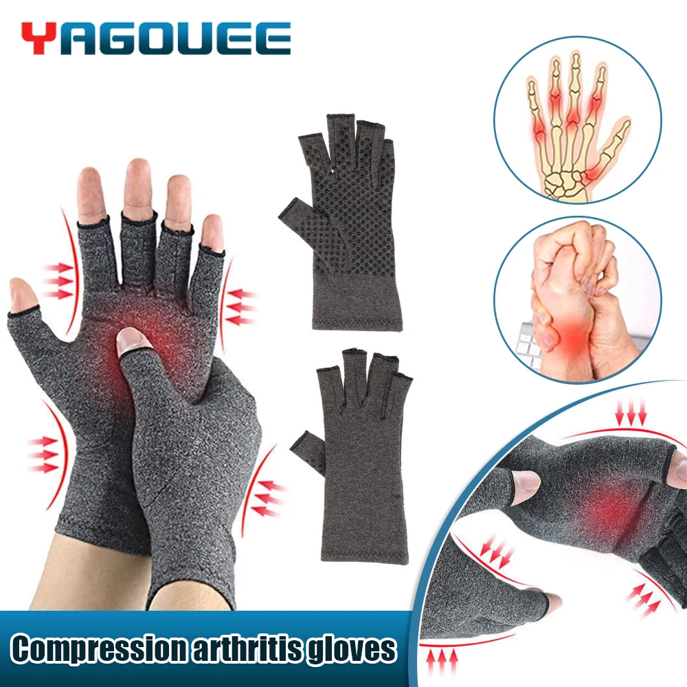 1 Pairs Compression Arthritis Gloves Touch Screen Cotton Gloves Ache Pain Joint Relief Women Men Therapy Wristband Winter Gloves