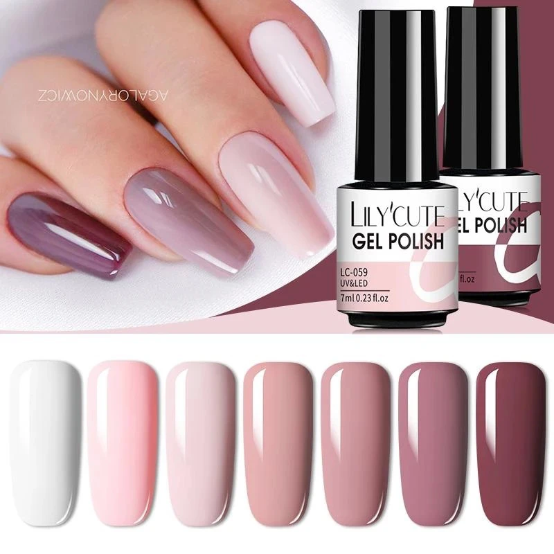 LILYCUTE 7ml Nails Gel Polish Fall Winter Color Long Lasting Hybrid For Base Top Coat Soak Off UV LED DIY Nail Art Gel