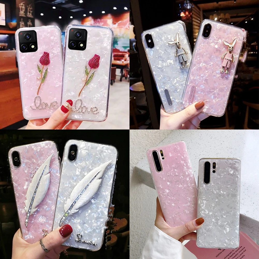Feather Shell Luxury Phone Case for Samsung Galaxy S20 FE Ultra S10E Lite S9 S8 Plus S7 Edge Note 8 9 10 Pro S21 Plus Strap