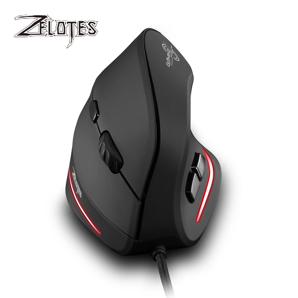 ZELOTES T-20 Mouse Wired Vertical Mouse Ergonomic Rechargeable 3200DPI Optional Portable Gaming Mouse for Mac Laptop PC Computer