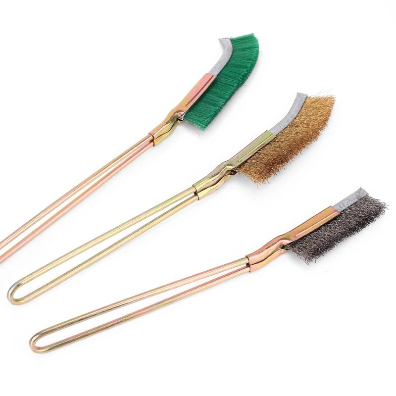 225- 245mm Mini Wire Brush Steel Brass Nylon Polishing Brush for Industry Detail Metal Rust Removal Household Cleaning Hand Tool