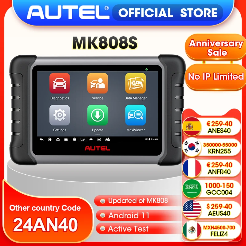 Autel MaxiCOM MK808 OBD2 Scanner Automotivo Car Diagnostic Tool OBD 2 EScanner TPMS Code Reader OBDII Key Coding Tool