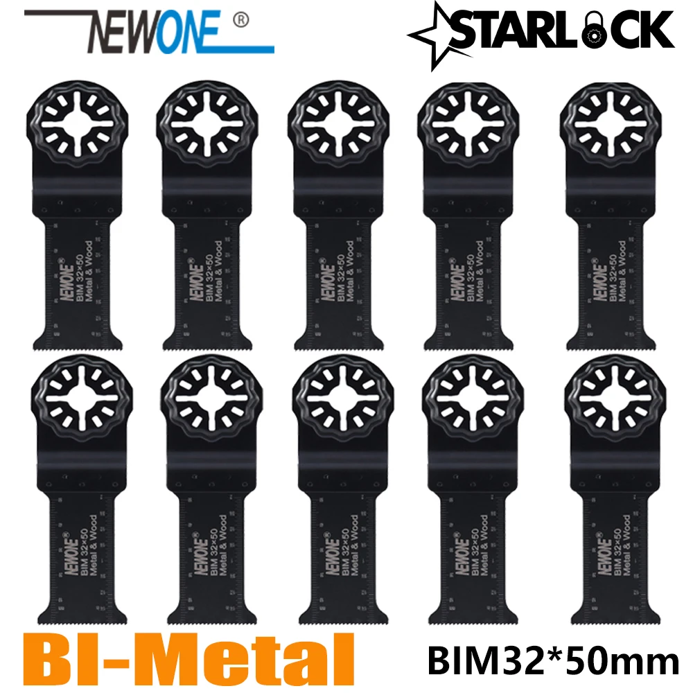 NEWONE 32*50mm Starlock Long BIM Saw Blades fit Power Oscillating Tools for Wood Metal Cut Remove Nails and more