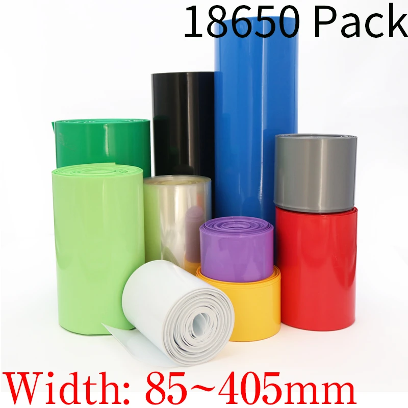 18650 Lipo Battery PVC Heat Shrink Tube Pack 85mm ~ 400mm Width Insulated Film Wrap lithium Case Cable Sleeve Blue Multicolor