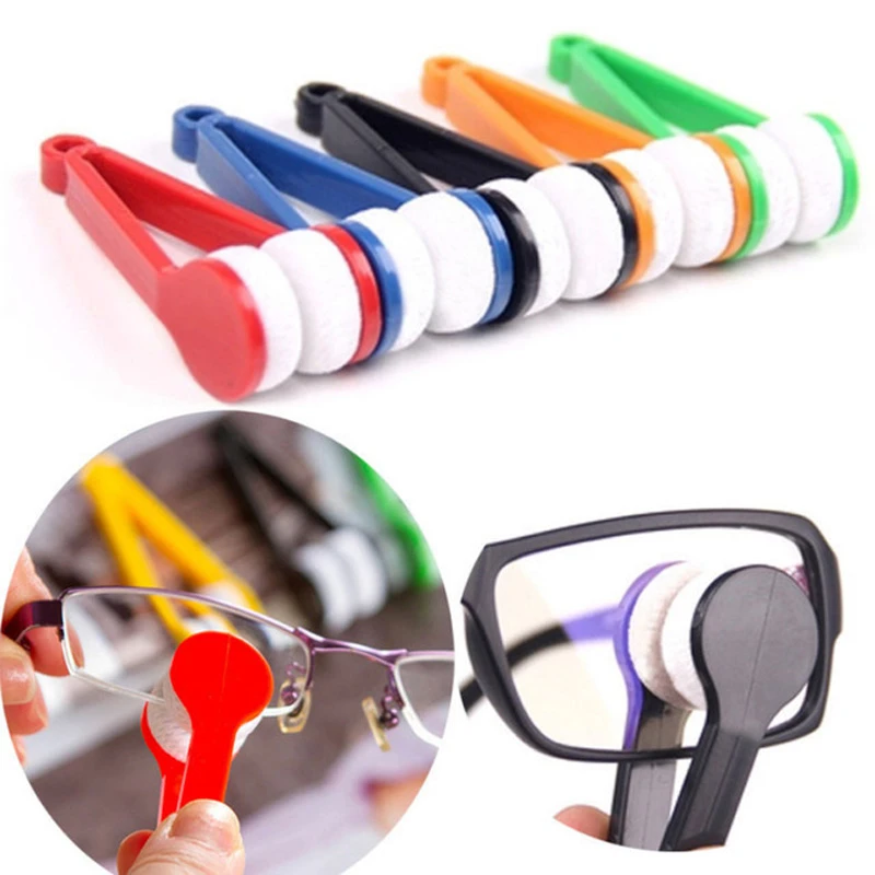 Portable Multifunctional Glasses Cleaning Rub Eyeglass Sunglasses Spectacles Microfiber Cleaner Brushes Wiping Tools Mini 1 Pcs