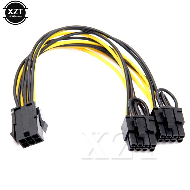 10pcs/lot 6 pin PCI Express to 2 x PCIe 8 (6+2) pin Motherboard Graphics Video Card PCI-e VGA Splitter Hub Power Cable