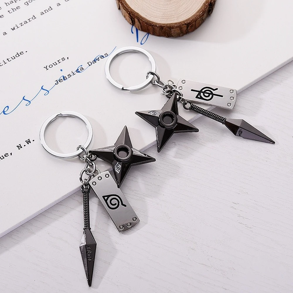 Kunai Shuriken Konoha Ninja Keychain for Bags 2021 Men Anime Trinkets Keyring Narutos Accessories Women Jewelry Backpacks Gift