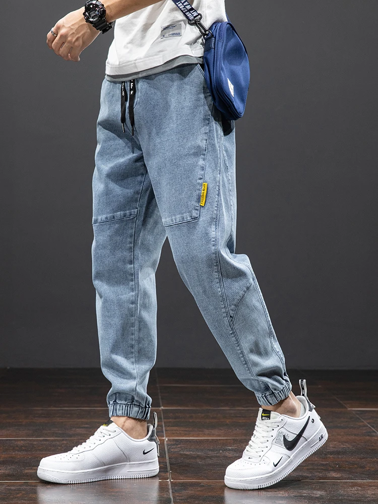 2021 New Solid Cotton Casual Baggy Jeans Men Denim Joggers Streetwear Harem Pants Jeans Trousers Big Size 6XL 7XL 8XL