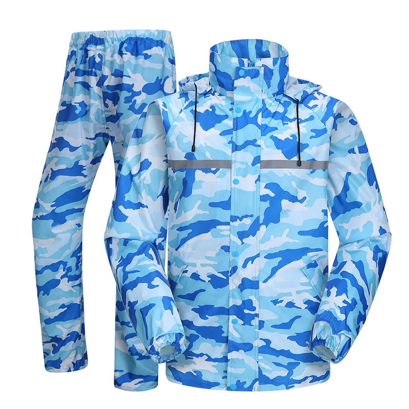 Raincoat and Rain Pants Men Camouflage Regenjas Rain Wear Transparent Brim Motorbike Rain Jacket Women Men Rain Coat