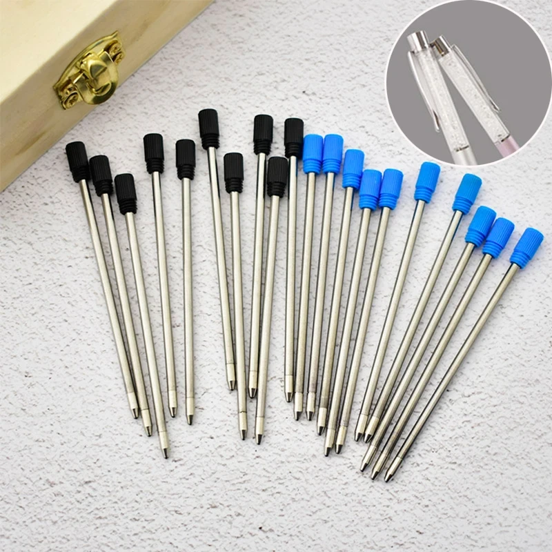 20 pcs/lot Metal pen refill for Crystal Diamond Ballpoint pen student pen rod cartridge core black blue color 7cm length