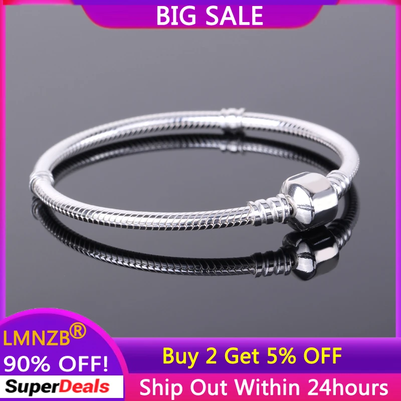 Free Sent Certificate Original 925 Sterling Silver Chain Bracelet With S925 Logo Women DIY Beads Charms Bracelet Bangle LD925