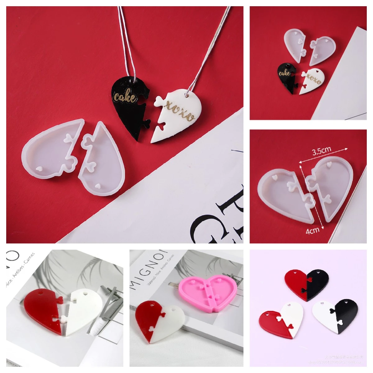 Silicone Mold Love Lock for Lovers Pendant DIY Epoxy Resin Mould Necklace Casting Mold Jewelry Making Tools