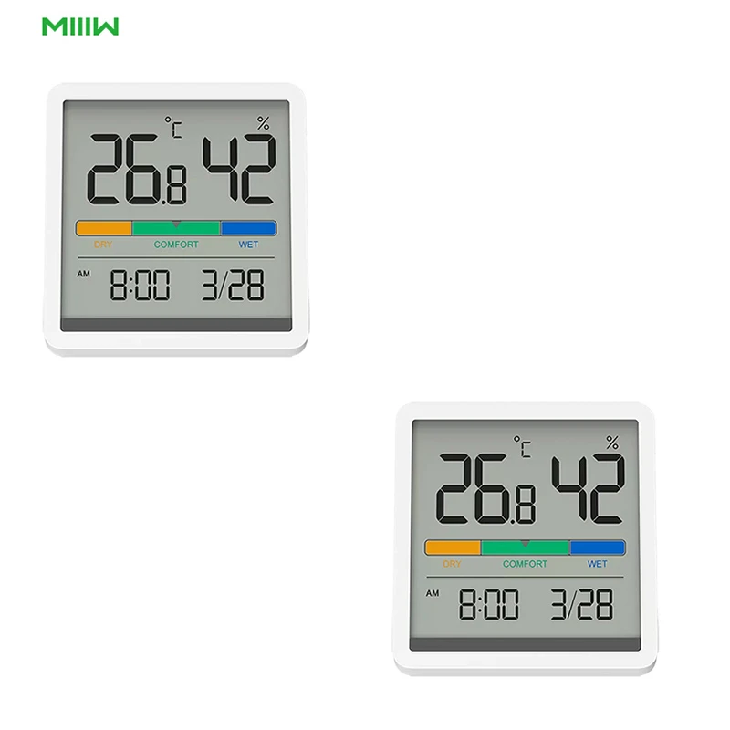 Miiiw Mute Temperature And Humidity Clock Home Indoor High-precision Baby Room C/F Temperature Monitor 3.34inch Huge LCD Screen