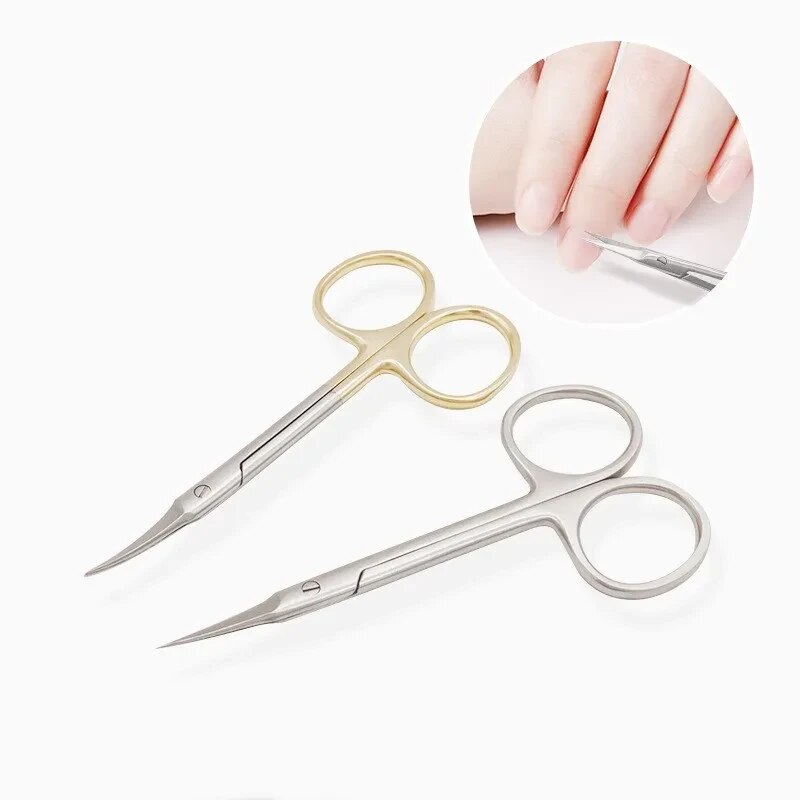 Russian Manicure Scissors Curved Tip Scissors Professional Stainless Steel Nail Dead Skin Remover Nail Clipper Salon Nail Tools