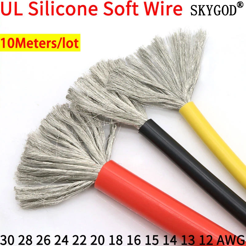 10M Heat-resistant cable 30 28 26 24 22 20 18 16 15 14 13 12 10 AWG Ultra Soft Silicone Wire High Temperature Flexible Copper
