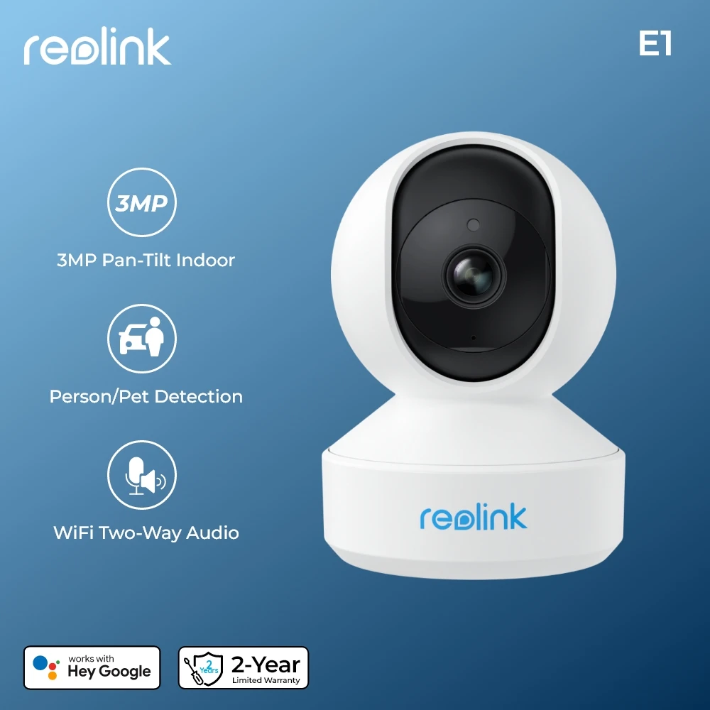 Reolink Indoor IP camera wifi 3MP Super HD Pan&Tilt 2-Way Audio 24/7 Recording Motion Detection Smart Home Cam for Baby Nanny E1