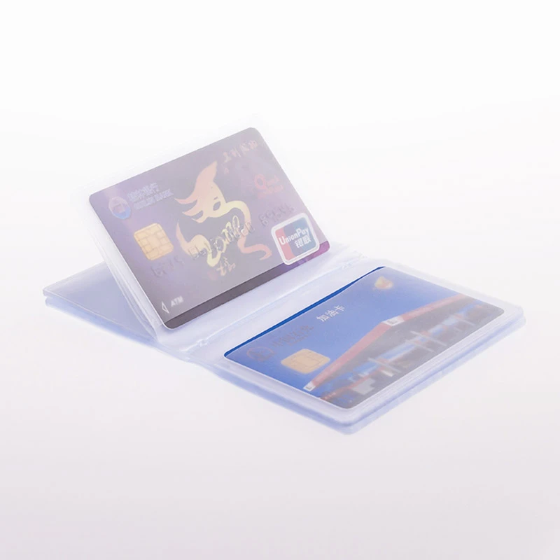1Pc Business Card Display Holder Transparent Card Holder PVC Folded Film Photo Credit Cards Pockets Stationary Korean Cards Case
