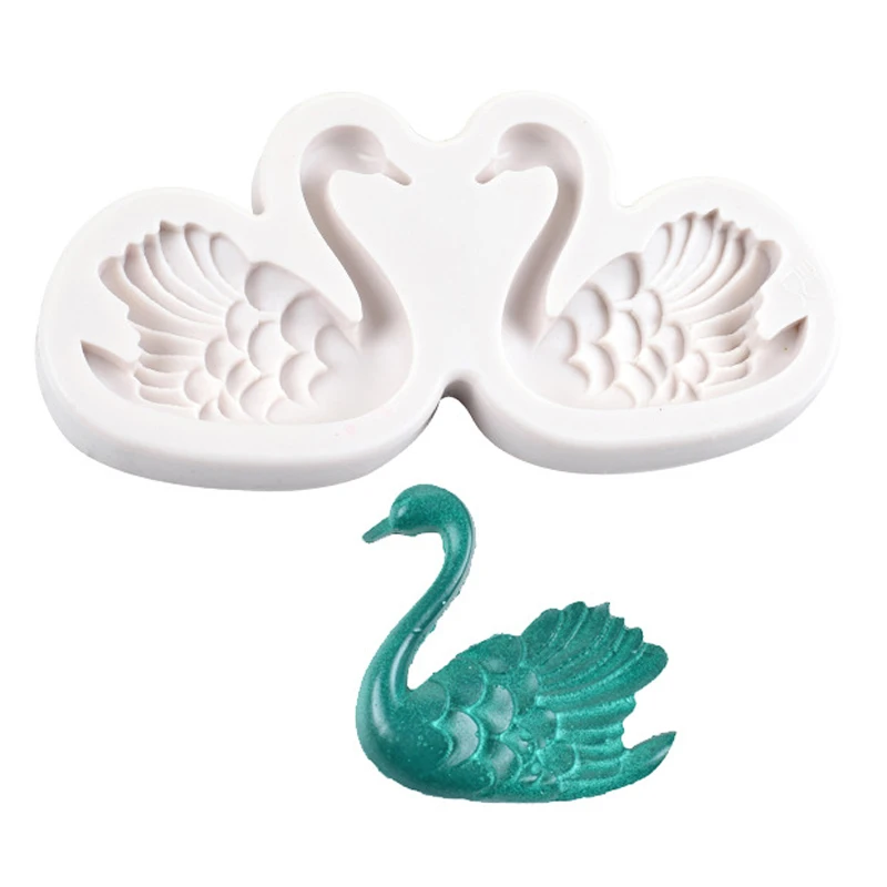 Couple Swan Silicone Mold 3D Fondant Cake Decoration Mould Soap Molds Chocolate Cookie Pastry Baking Tool Kitchen Accessories