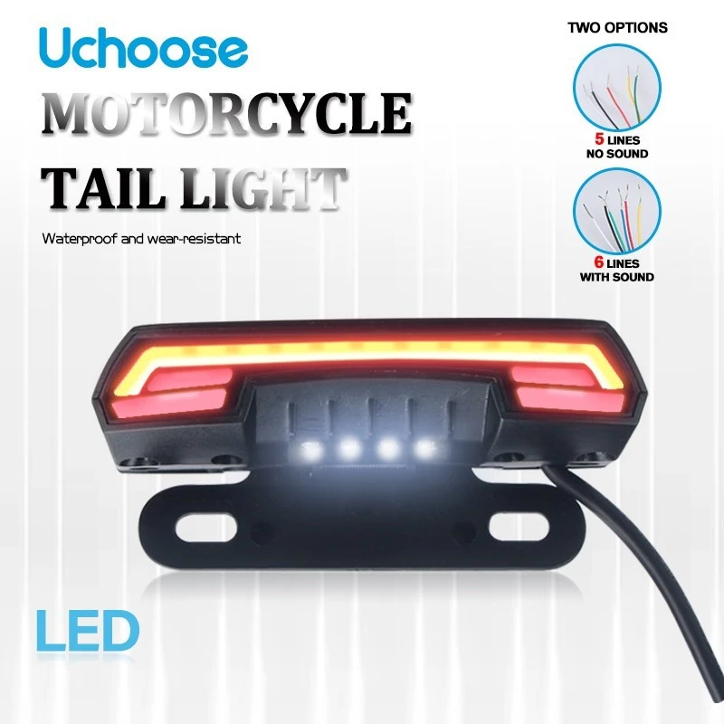 General Waterproof Motorcycle Scooter License Plate Lights Tail Rear Brake Stop Double Flash Warning Turn Signal Lamps Dynamic