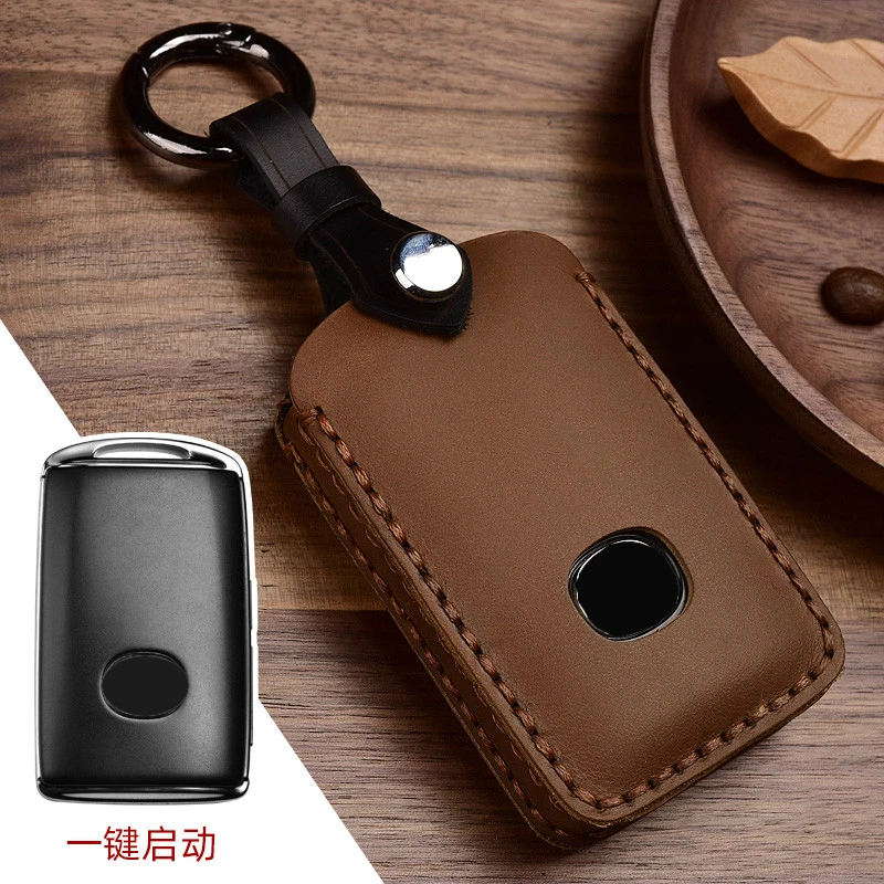 Crazy Horse Leather Auto Car Styling Key Case For Mazda 3 Alexa CX4 CX5 CX8 2019 2020 Car Holder Shell Remote Cover keychain