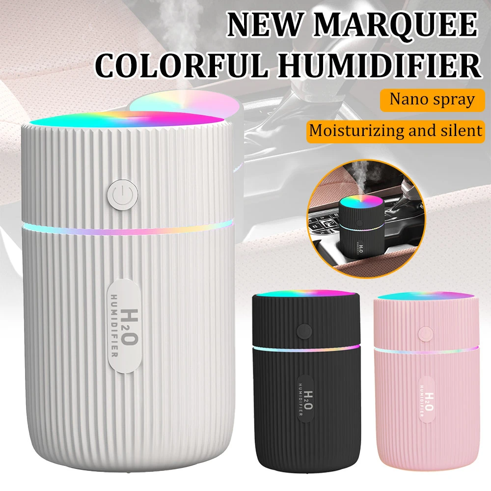 Mini Car Air Humidifier Portable Air Freshener with LED Night Light 2 Modes USB Oil Diffuser for Home Car Interior Accessories