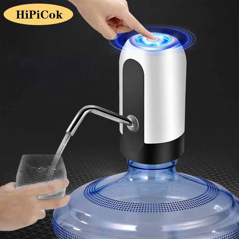 HiPiCok Water Bottle Pump USB Charging Automatic Electric Water Dispenser Pump Bottle Water Pump Auto Switch Drinking Dispenser